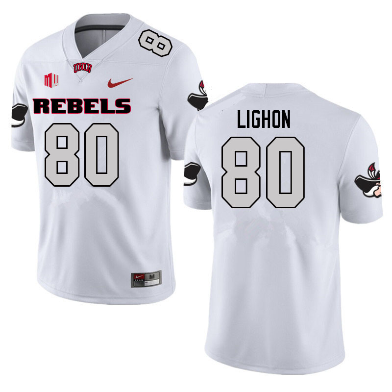 Men #80 Brye Lighon UNLV Rebels College Football Jerseys Sale-White